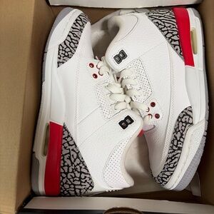 Jordan Men's White & Red Retro Basketball Sneakers with Elephant Print